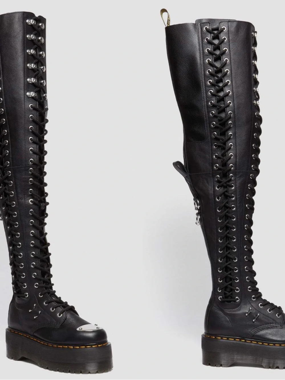 Dr Martens 28-EYE EXTREME MAX VIRGINIA LEATHER KNEE HIGH BOOTS